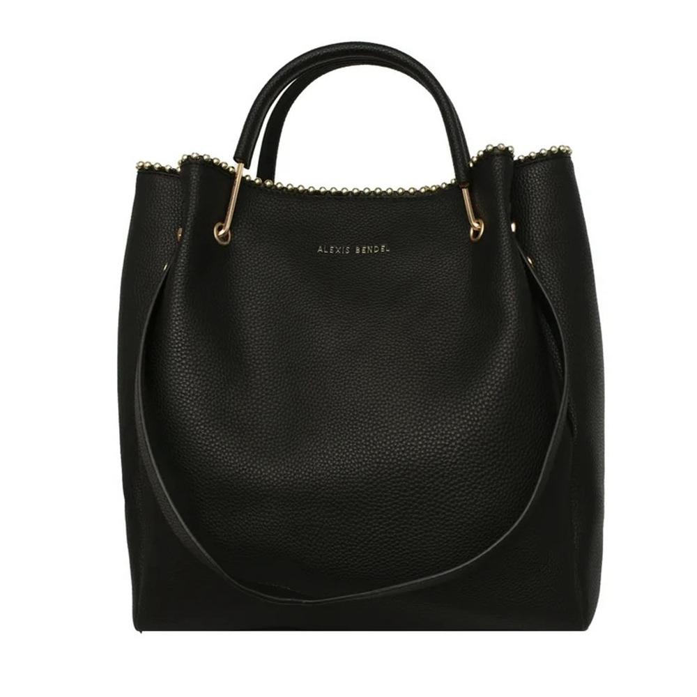 Alexis Bendel Black Gold Studded Tote Bag